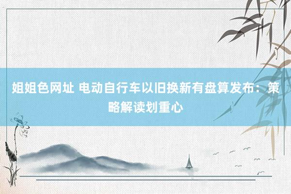 姐姐色网址 电动自行车以旧换新有盘算发布:策略解读划重心