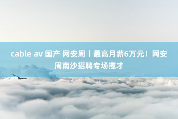 cable av 国产 网安周丨最高月薪6万元!网安周南沙招聘专场揽才